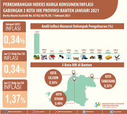 There Was Inflation In January 2021 Of 0.34 Percent. The Highest Inflation Occurred In The City Of Serang With 0.46 Percent.