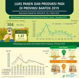 Luas Panen Padi Dan Produksi Gabah Kering Giling (GKG) Di Provinsi Banten 2019