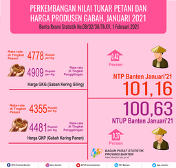 Nilai Tukar Petani (NTP) Januari 2021 Sebesar 101,16 Naik 0,42 Persen Dari Bulan Sebelumnya