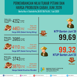 Nilai Tukar Petani (NTP) Juni 2020 Sebesar 99,69 Atau Turun Sebesar 1.74 Persen