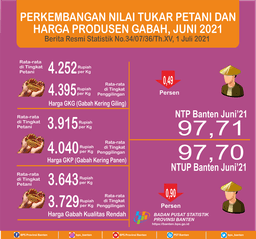 Nilai Tukar Petani (NTP) Juni 2021 Sebesar 97,71 Turun 0,49 Persen Dari Bulan Sebelumnya