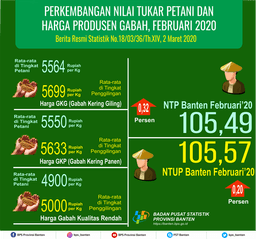 Nilai Tukar Petani (NTP) Februari 2020 Sebesar 105,49 Atau Naik Sebesar 0.32 Persen